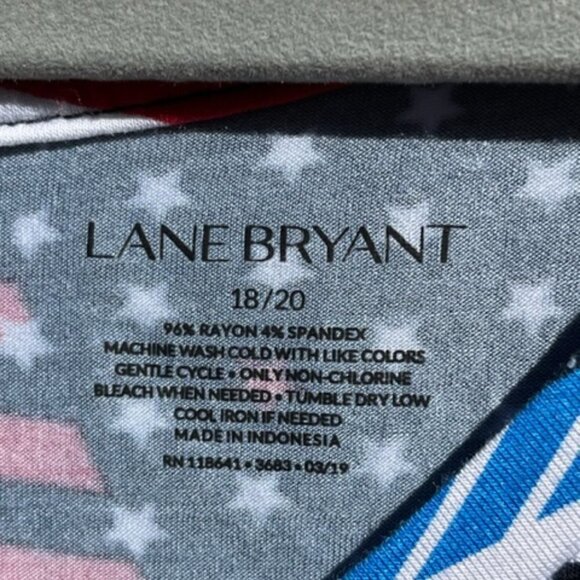 Lane Bryant Womens Sleeveless Top Shirt Plus 18/20 Patriotic Stars Stripes Blue - Picture 3 of 6